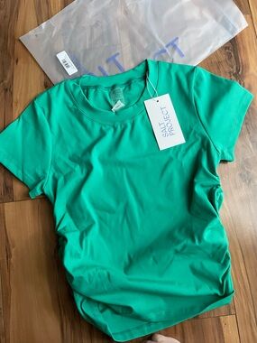 The Salt Project Women's Crewneck workout Baby Tee in Bright Green S